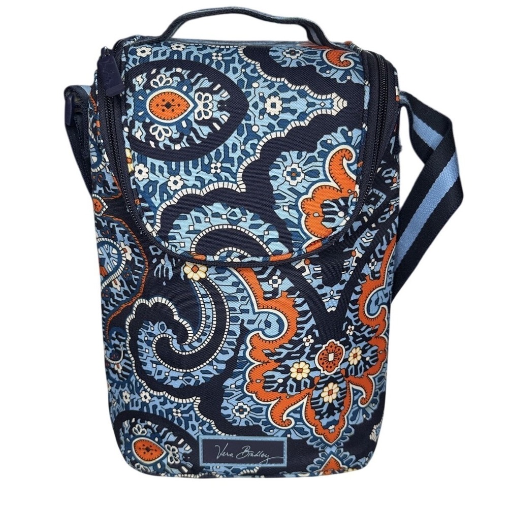 Vera Bradley Marrakesh Lighten Up Double Bottle Wine Cooler Bag Paisley Blue‎
